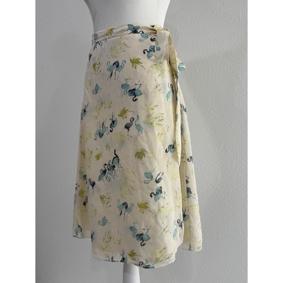 Tommy Bahama Dresses & Skirts - VINTAGE TOMMY BAHAMA WATERCOLOR FLAMINGO PRINT 100% SILK WRAP SKIRT Sz 4 - 6